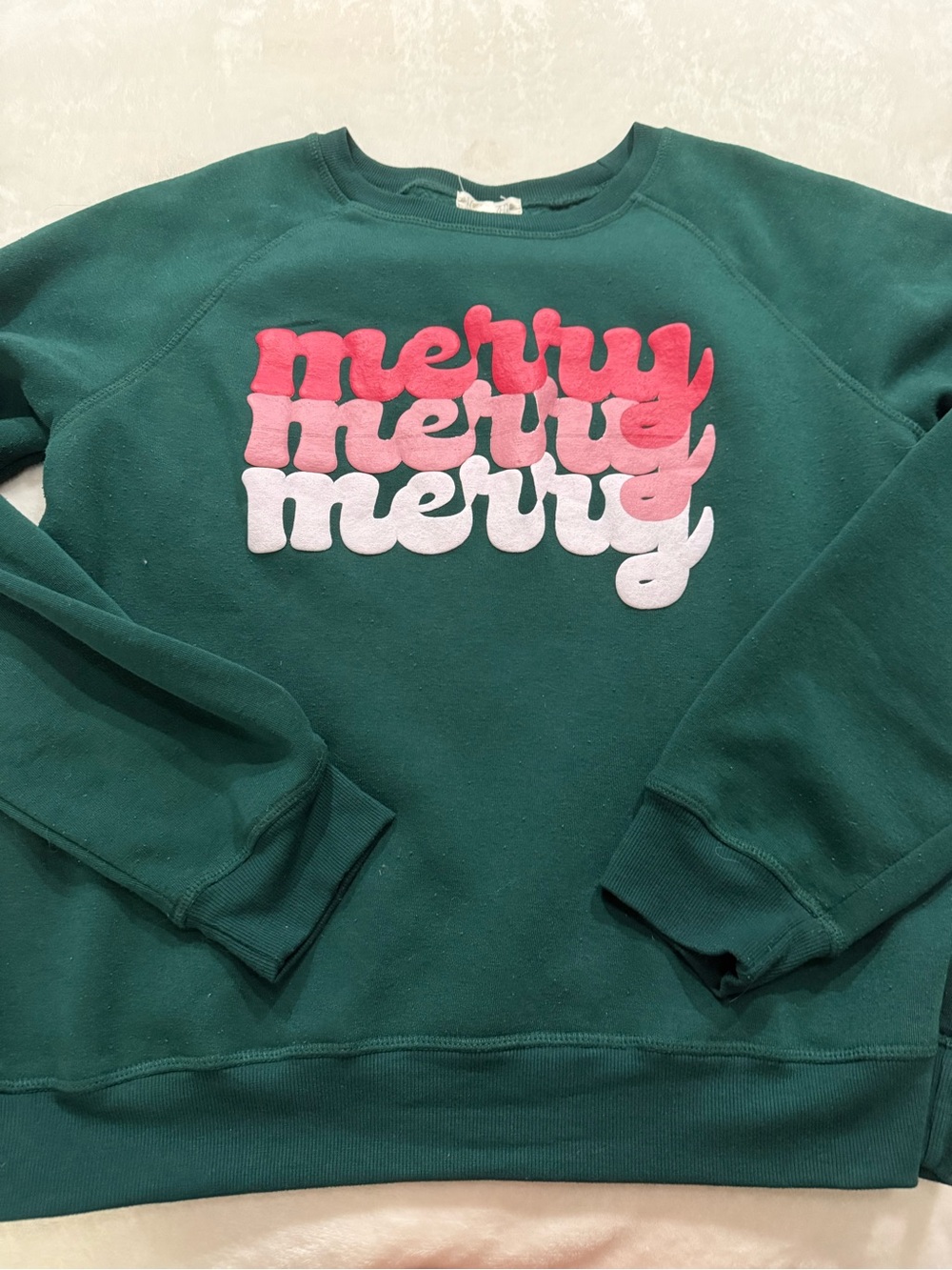 Christmas Green Sweatshirt Merry Women’s Size Large D71